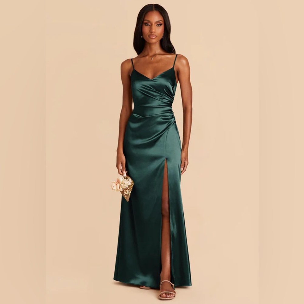 Catherine Shiny Satin Dress (Emerald)